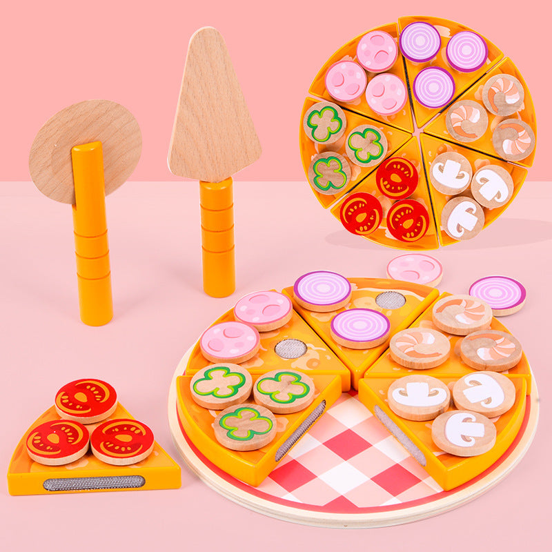 Wooden Montessori Toys Kitchen Pizza Simulation Educational Toy 6
