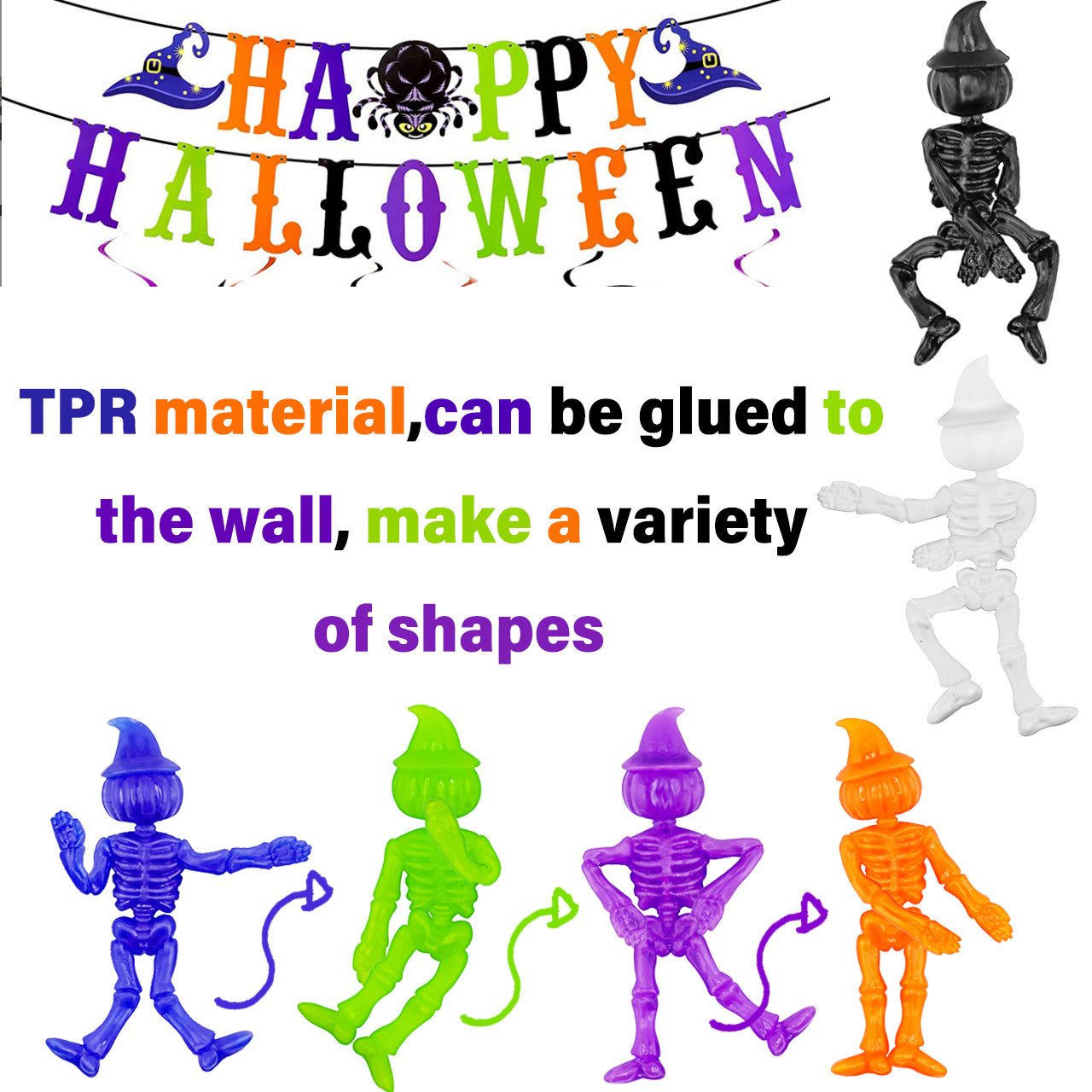 TPR Stretchy Halloween Skeleton Pumpkin Sensory Fidget Toy 3