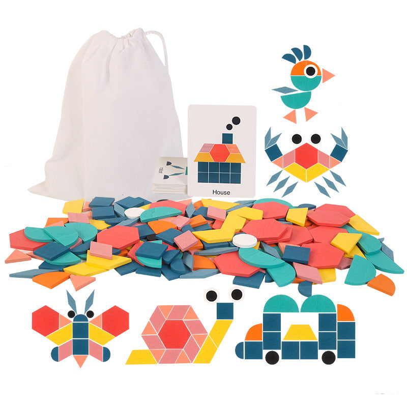Wooden Shape Puzzle Montessori Toys Educational Toy for Kids 180 Pieces 5