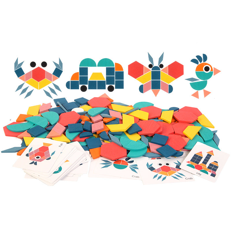Wooden Shape Puzzle Montessori Toys Educational Toy for Kids 180 Pieces 2