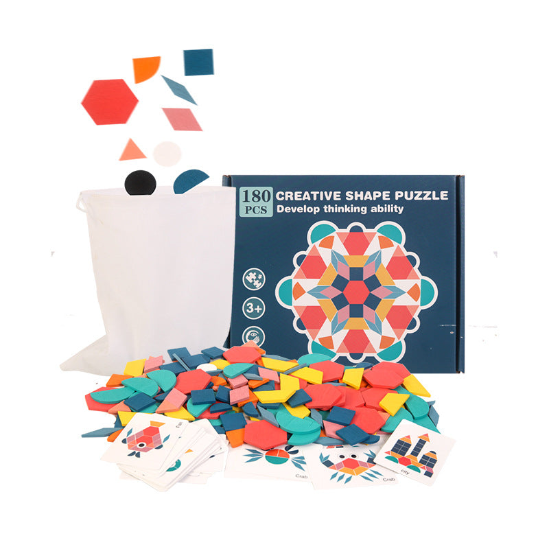 Wooden Shape Puzzle Montessori Toys Educational Toy for Kids 180 Pieces 6