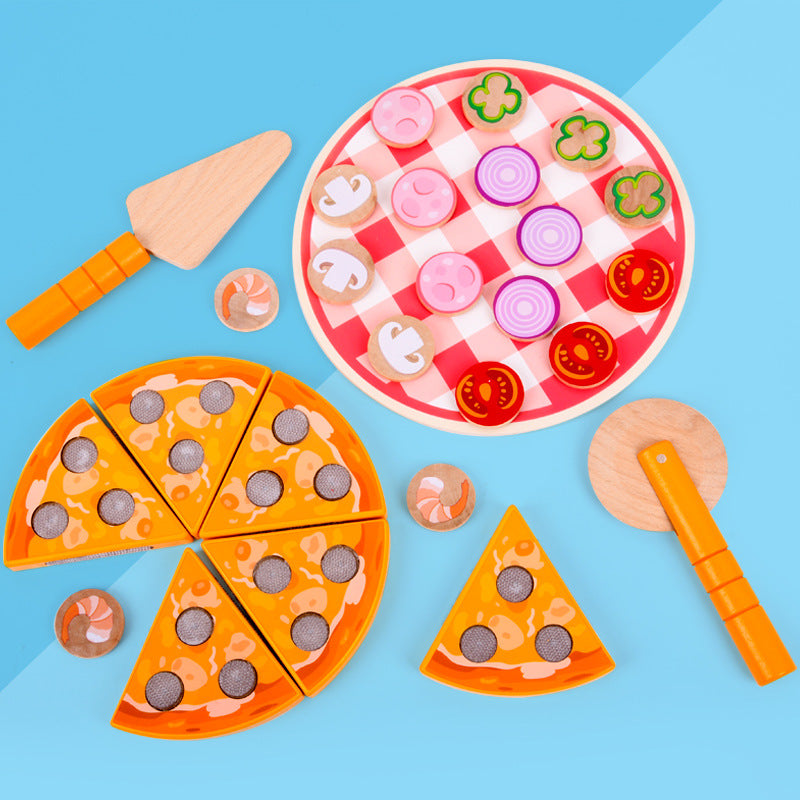 Wooden Montessori Toys Kitchen Pizza Simulation Educational Toy 5