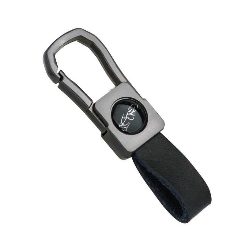 Metal Car Keychain with Genuine Leather Strap for Men 6
