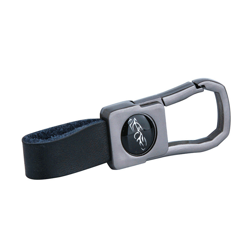 Metal Car Keychain with Genuine Leather Strap for Men 5