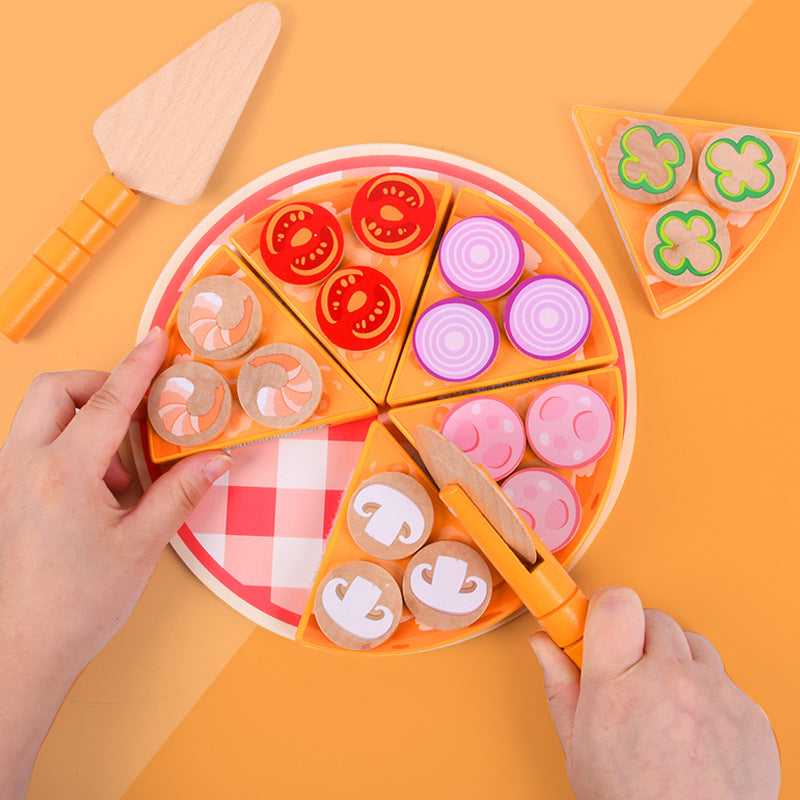 Wooden Montessori Toys Kitchen Pizza Simulation Educational Toy 4