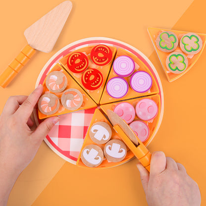 Wooden Montessori Toys Kitchen Pizza Simulation Educational Toy 4