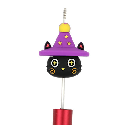 20Pcs Silicone 3D Focal Beads Halloween Black Imp Wearing Witch Hat 2