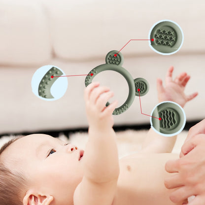 Bear Head Silicone Teething Toy Handheld for Baby 80x72x14mm 3