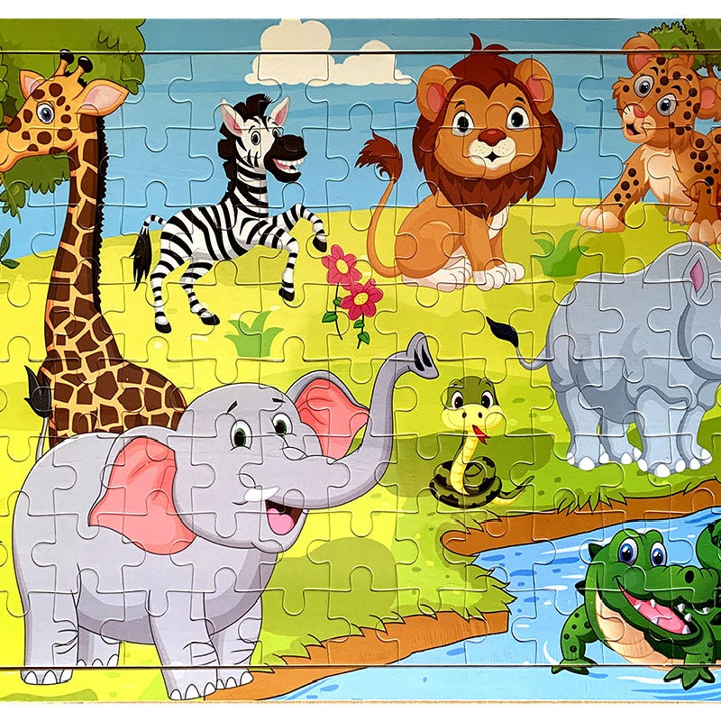 Wooden Puzzle Educational Toy Digital Early Learning 100 Pieces 14