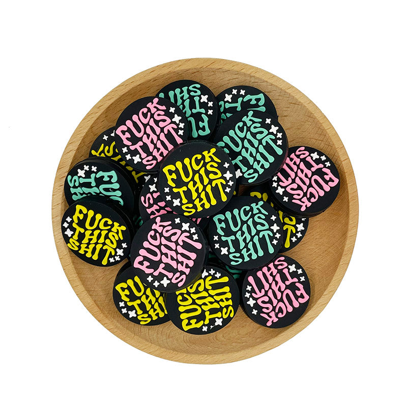 20pcs Silicone Focal Beads Statement Bold Text Design 5