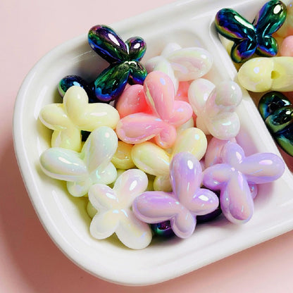 10pcs 24x18mm UV Finish Butterfly Acrylic Beads Jewelry Making 3