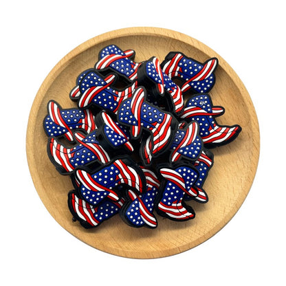 20pcs Silicone Focal Beads Independent Day US Boots With Stars and Stripes 2