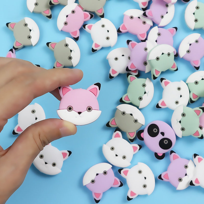 Silicone Focal Beads Animal Baby Fox Front Facing 3