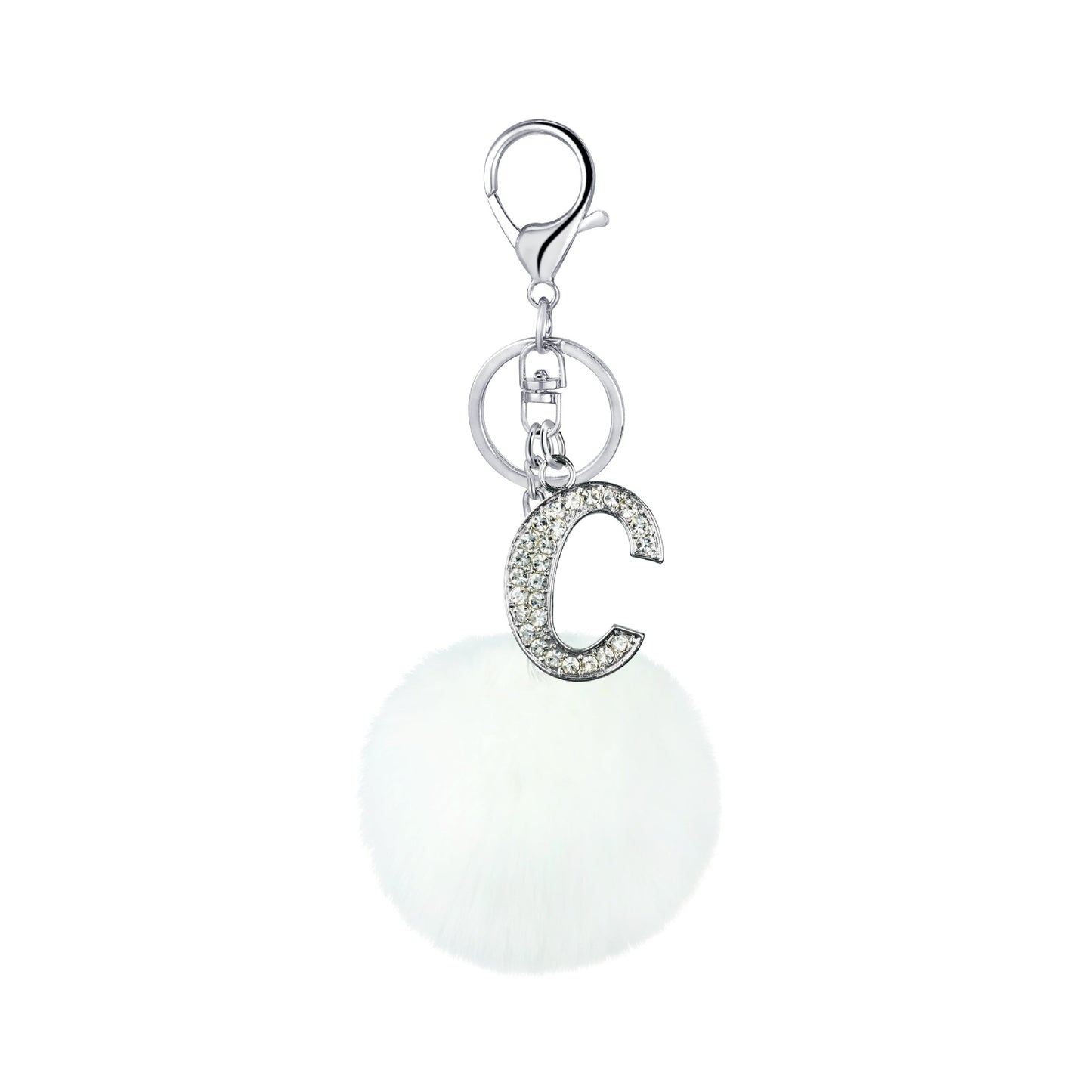 Diamond Inlaid Alloy Pom Pom Keychain Rhinestone Charm 15x8cm 7