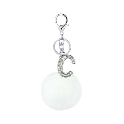Diamond Inlaid Alloy Pom Pom Keychain Rhinestone Charm 15x8cm 7