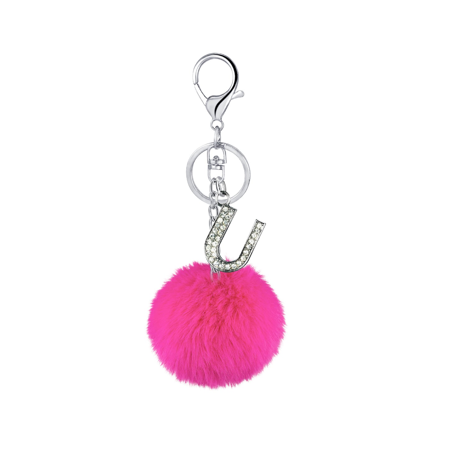 Diamond Inlaid Alloy Pom Pom Keychain Rhinestone Charm 15x8cm 25