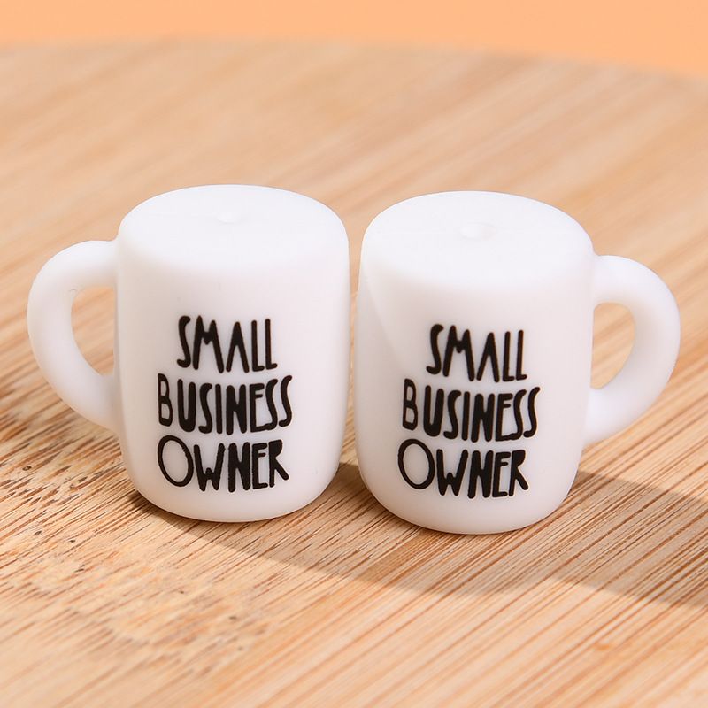 50pcs Silicone Focal Beads Cup Printed Design 13