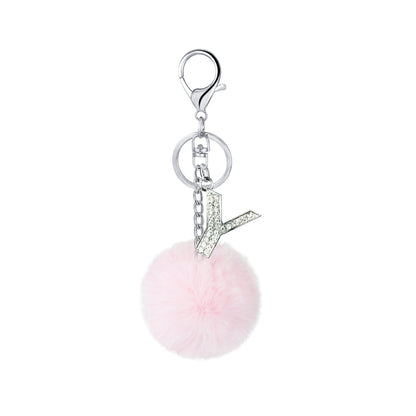 Diamond Inlaid Alloy Pom Pom Keychain Rhinestone Charm 15x8cm 38