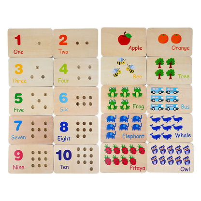 Wooden Montessori Toys Color Matching Number Pairing Board
