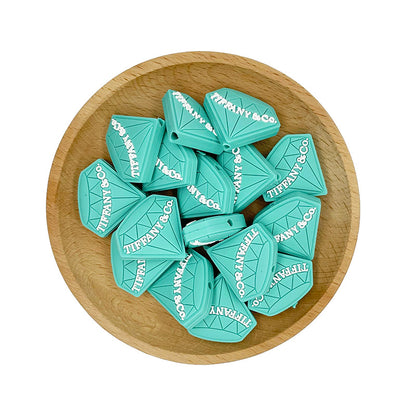 20pcs Silicone Focal Beads Diamond Shape Textured Surface 2