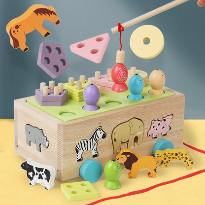 Wooden Farm Animal Montessori Toys Shape Sorting Educational Toy 3