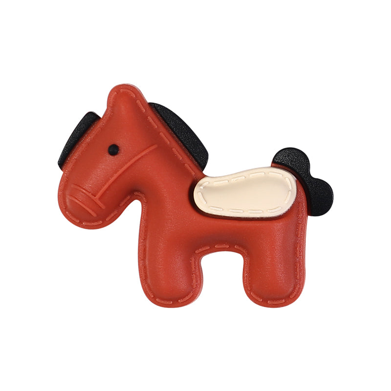 20Pcs Silicone 3D Focal Beads Brown Yellow Pony Side Profile 14