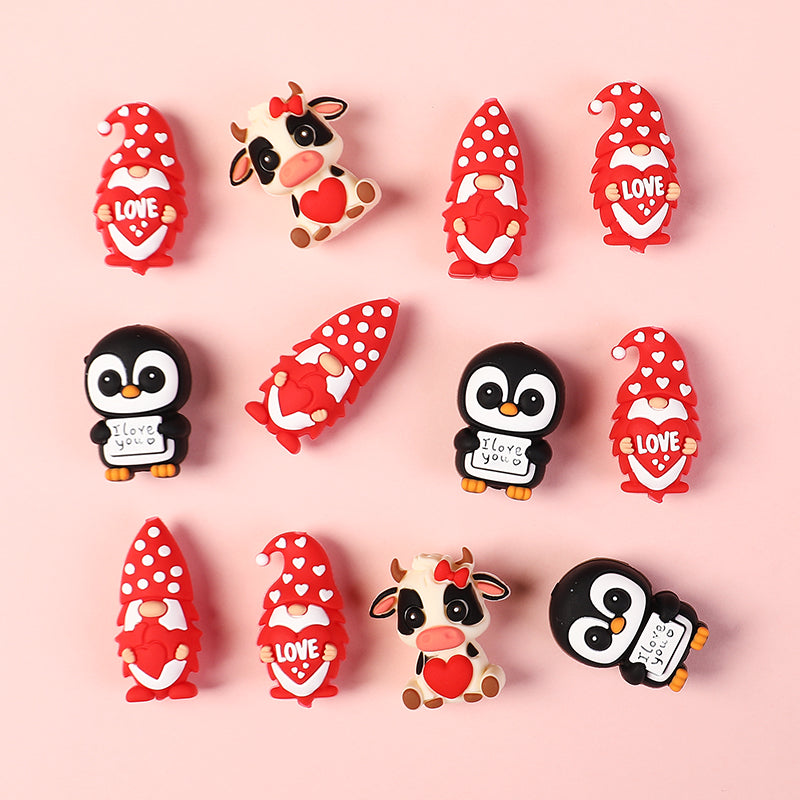 20Pcs Silicone 3D Focal Beads Valentine S Day Theme Animal Love Front Facing 4