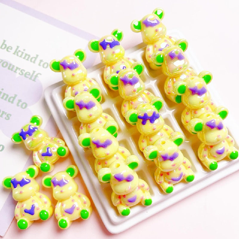 5pcs 22x32mm Light In the Dark Little Bear Acrylic Beads Glow in Dark 5