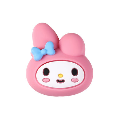 20Pcs Silicone 3D Focal Beads White Cat Round Head with Bow and Pink Rabbit Hood 16