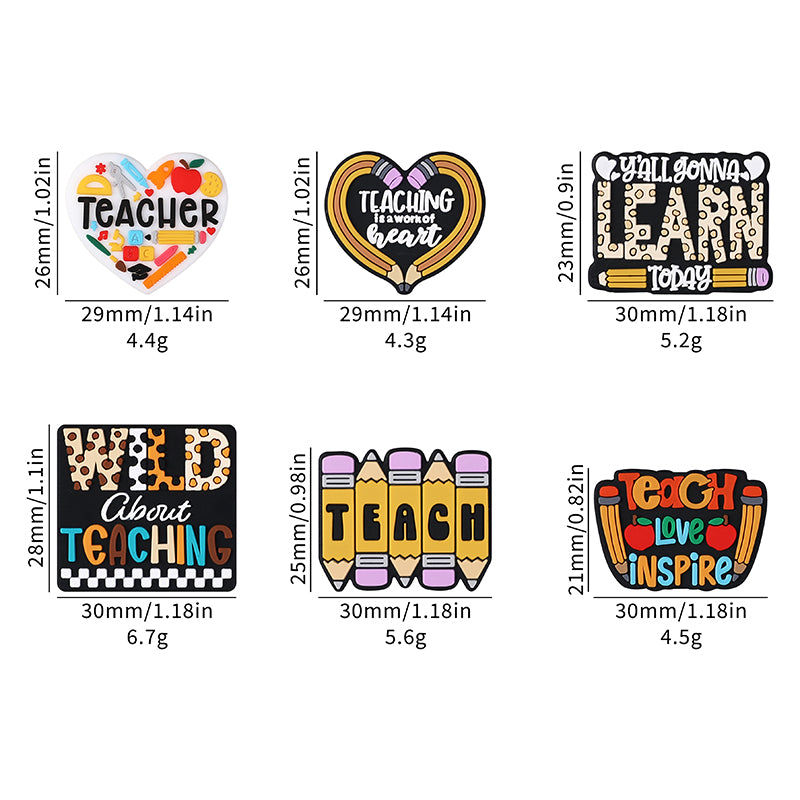 Silicone Focal Beads Teacher Heart Teaching Motivation Learn Designs 11