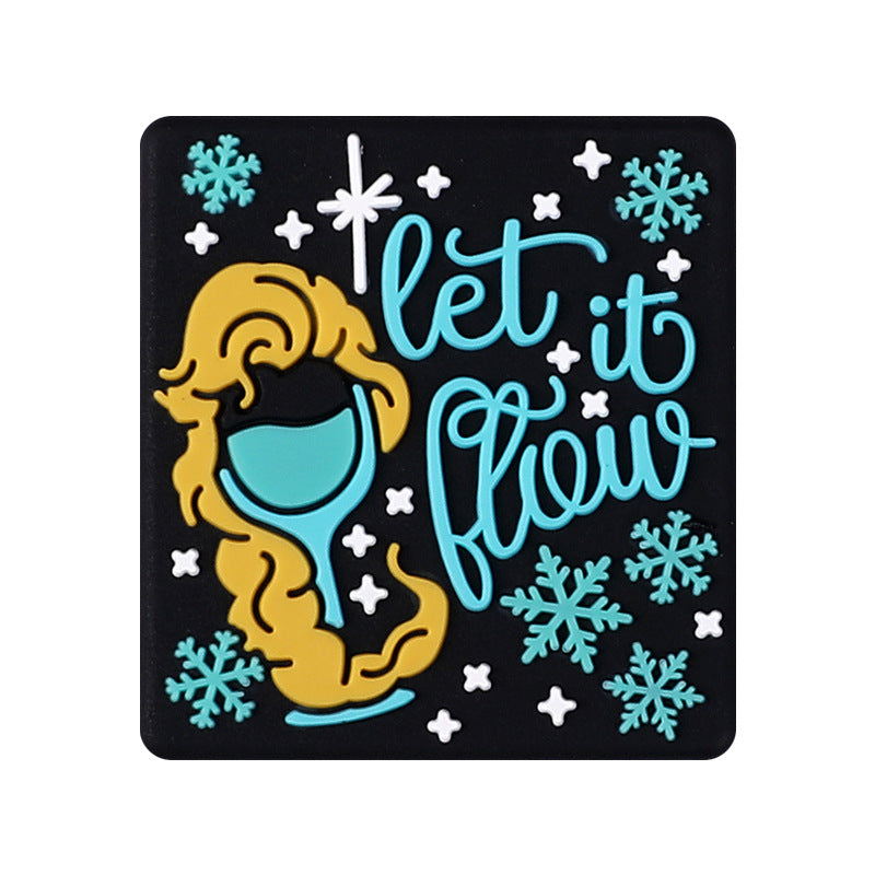 20Pcs Silicone Focal Beads Yellow Hair with Let It Flow Text Design