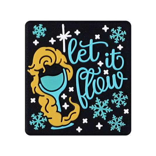20Pcs Silicone Focal Beads Yellow Hair with Let It Flow Text Design