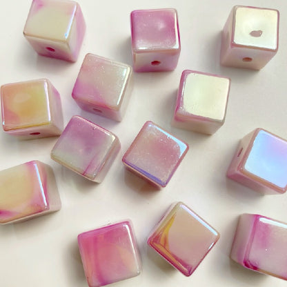 50pcs 14mm UV Finish Gradient Cube Acrylic Beads Jewelry Making 7