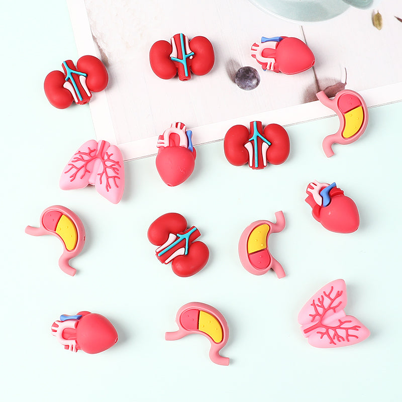 20Pcs Silicone 3D Focal Beads Cartoon Organs Detailed Design 3