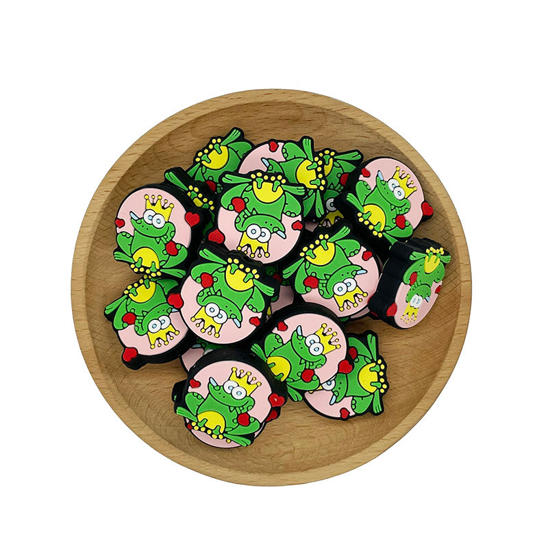 20pcs Silicone Focal Beads Crown Frog Sitting Pose 2