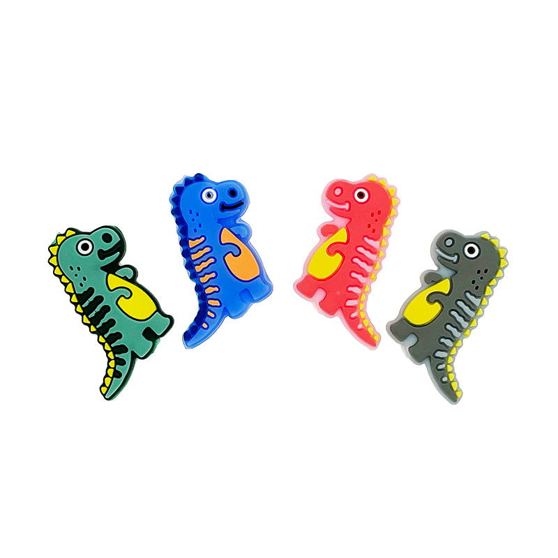 20pcs Silicone Focal Beads Dinosaur Multicolor Side Profile