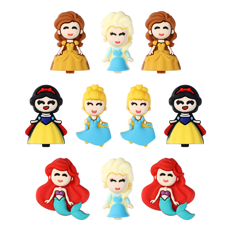 Silicone 3D Focal Beads Princess Girl Round Smiling Face 9