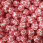 50pcs 15mm Smile Flower Print Silicone Beads Red Design