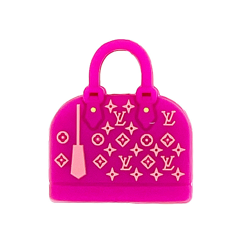 20pcs Silicone Focal Beads Pink Handbag Design with Pattern Detail 3