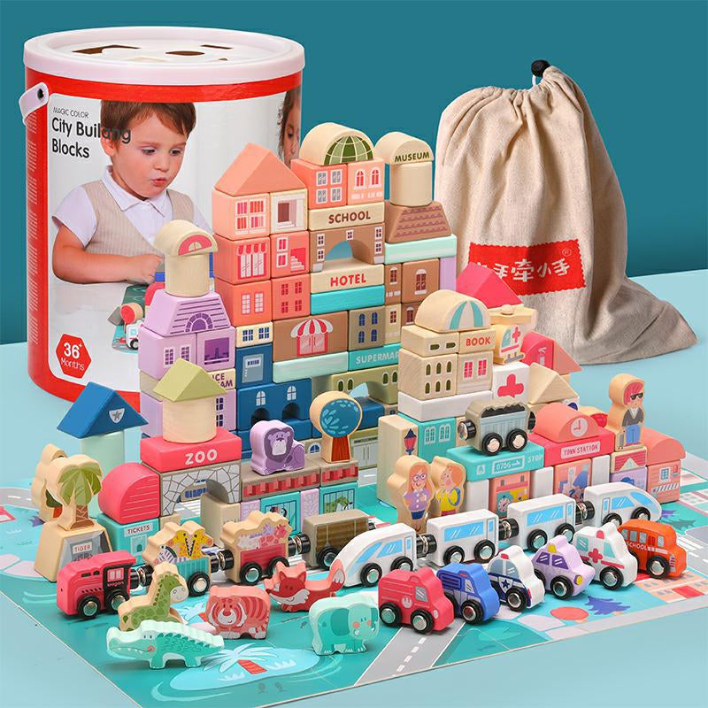 Wooden Building Blocks Educational Montessori Toys for Kids 7
