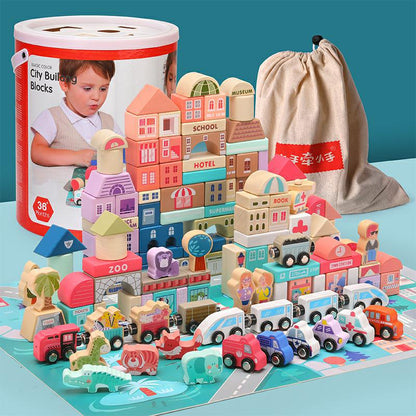 Wooden Building Blocks Educational Montessori Toys for Kids 7