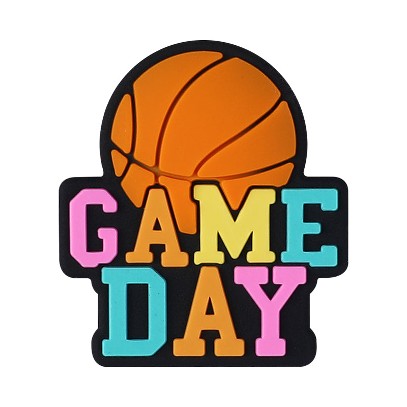 Silicone Focal Beads Ball Game Match Day Printed Text Design 16