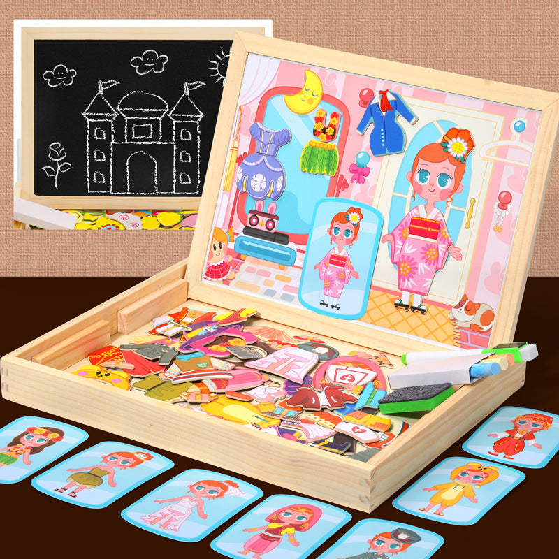 Wooden Magnetic Animal Double-Sided Drawing Board Montessori Toys 13