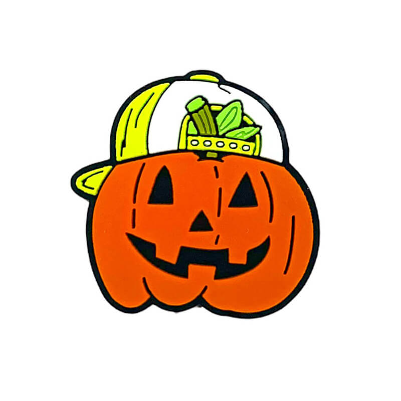 Silicone Focal Beads Smile Pumpkin With Hat Halloween Thanksgiving