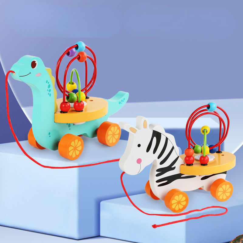 Wooden Bead Maze Pull Toy Educational Activity for Toddlers 2