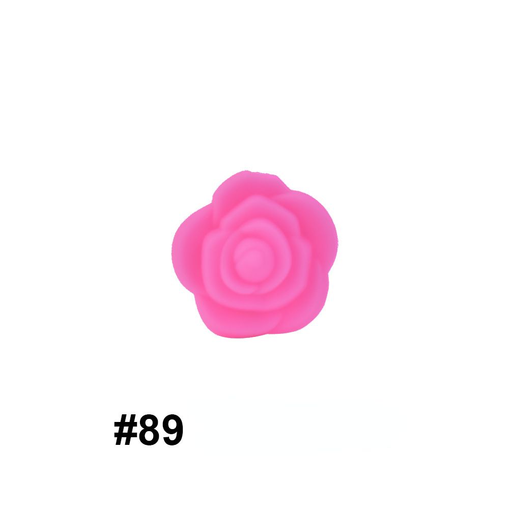 50pcs Silicone Focal Beads Rose Flower Double-Sided Design 34