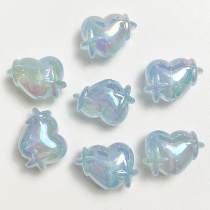 50pcs 14x20mm UV Finish Light In The Dark Heart Star Acrylic Beads 9