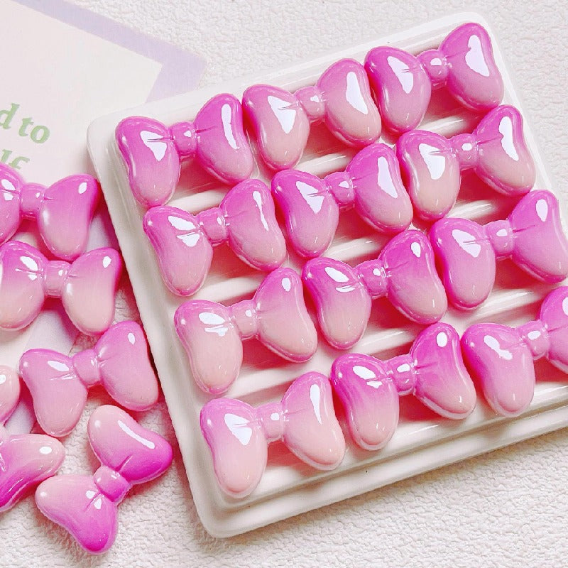 10pcs 25mm UV Finish Gradient Bow Acrylic Beads 3