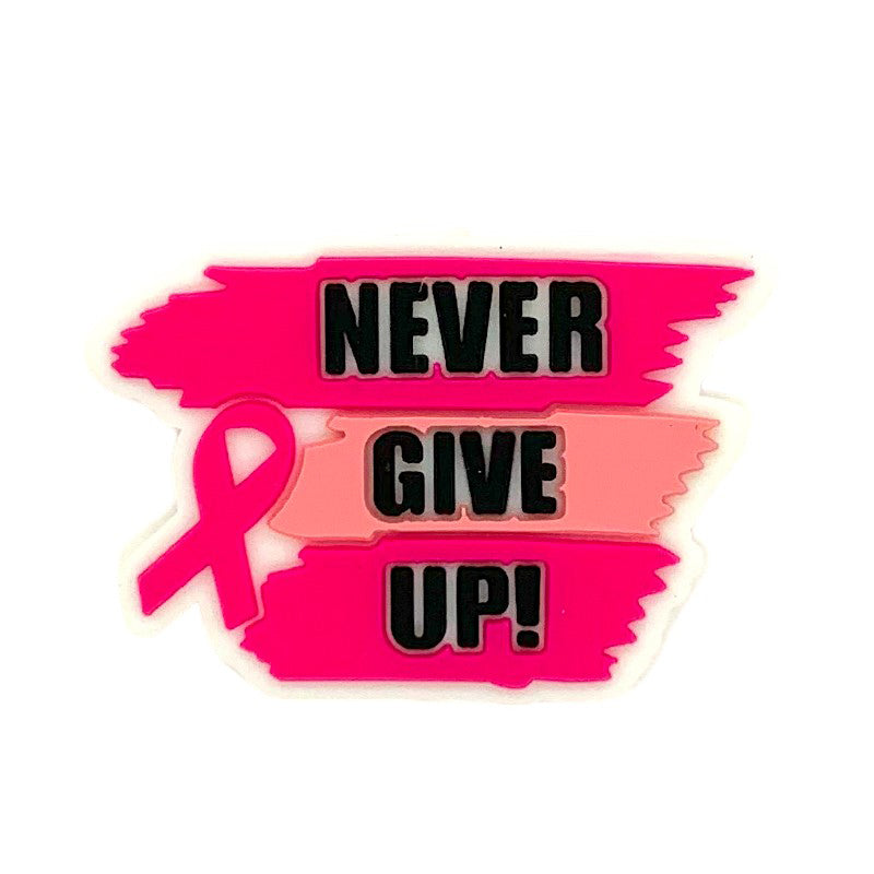20pcs Silicone Focal Beads Never Give Up Ribbon Detail