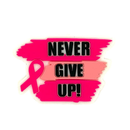 20pcs Silicone Focal Beads Never Give Up Ribbon Detail